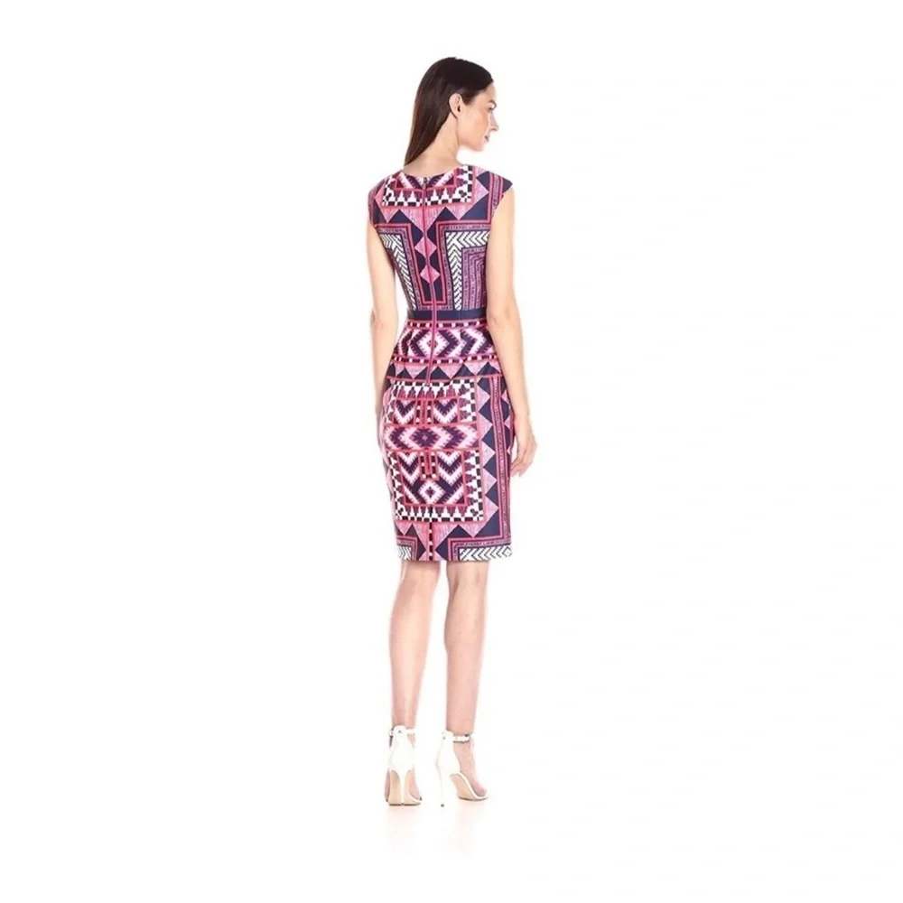 Vince Camuto Geometric Printed Bodycon Dress Sz 4 - Picture 2 of 11